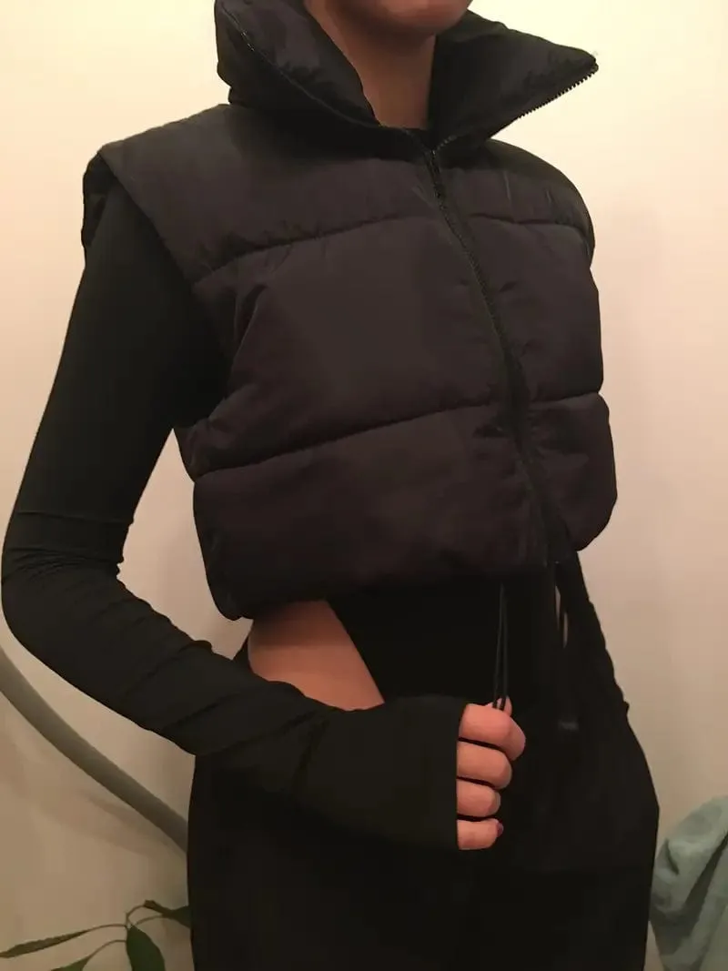 Black Puffer Vest with Hood