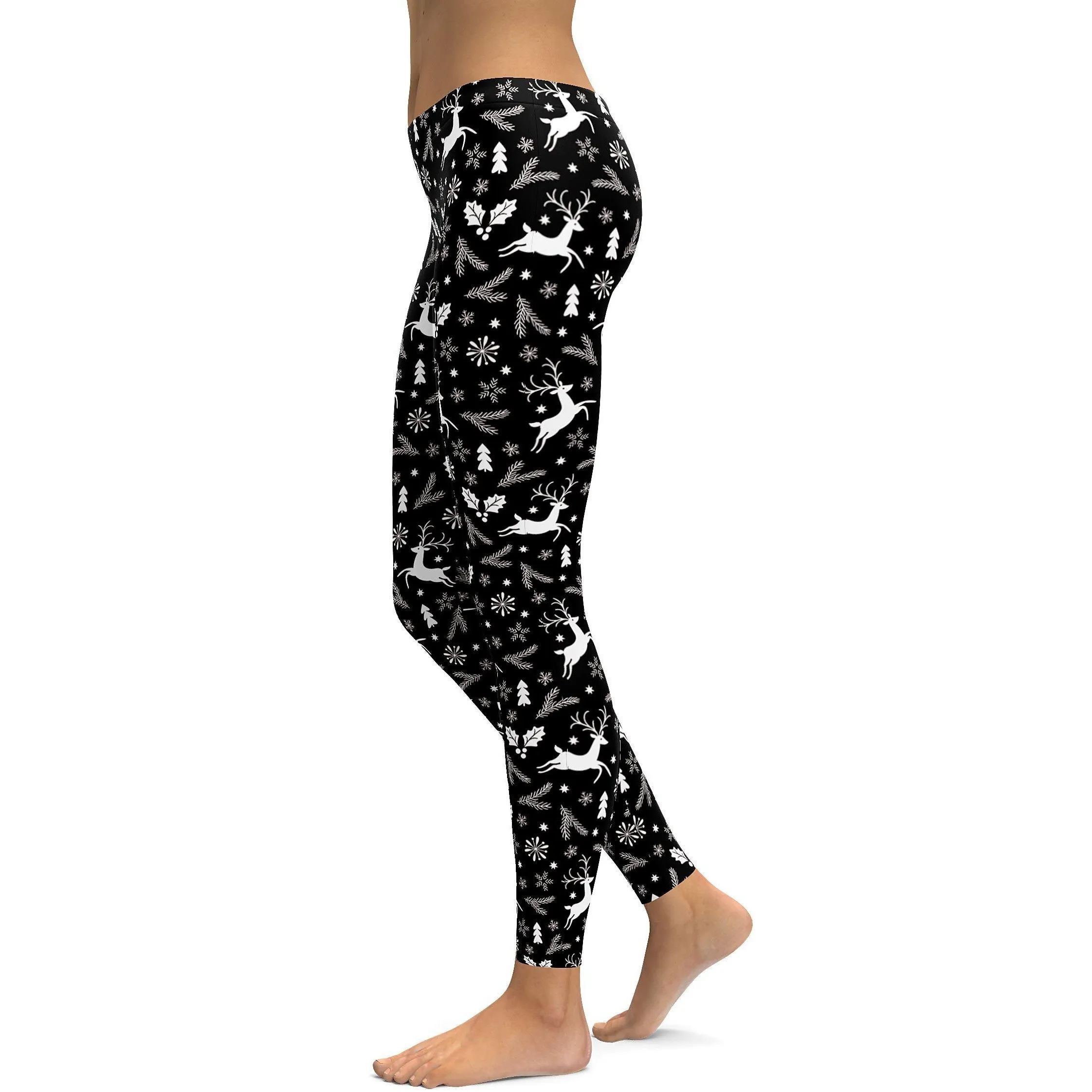 Black Reindeer Christmas Leggings