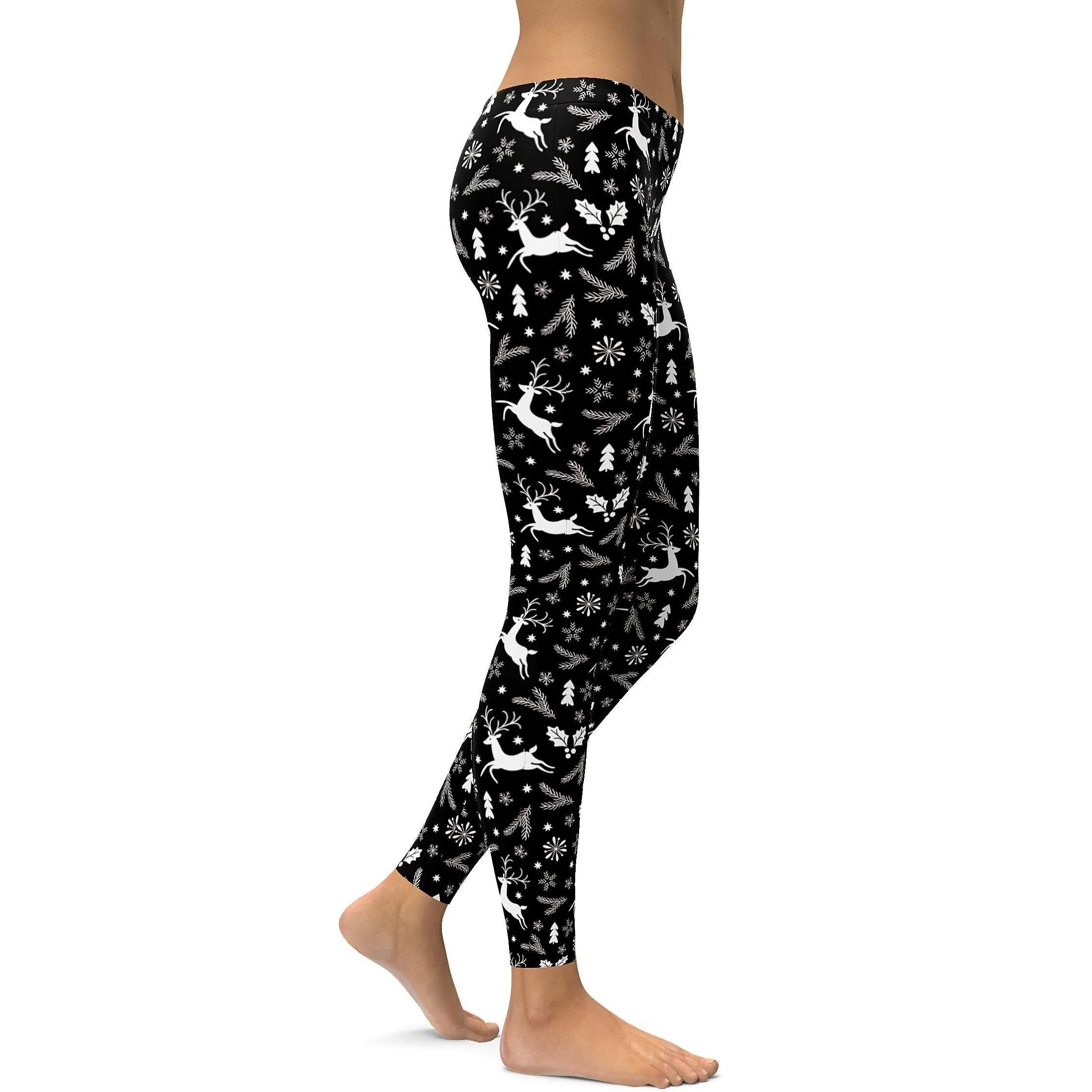 Black Reindeer Christmas Leggings