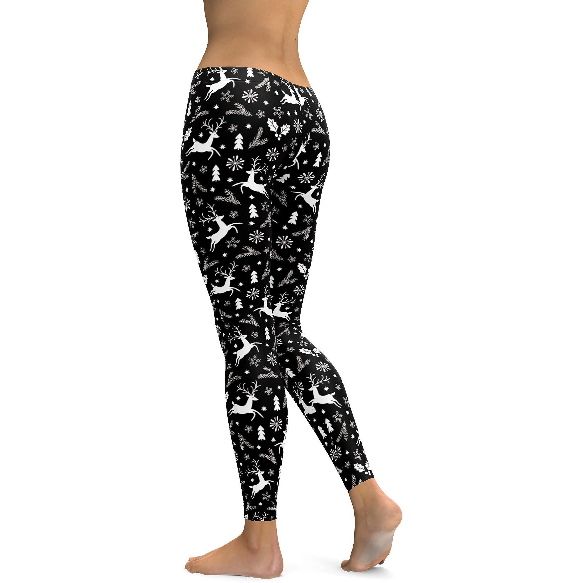 Black Reindeer Christmas Leggings