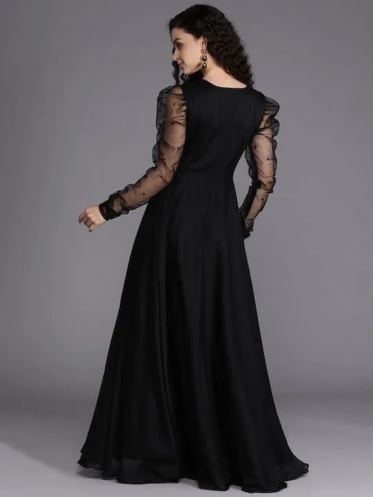 Black Sequins Embroidered Ethnic Gown