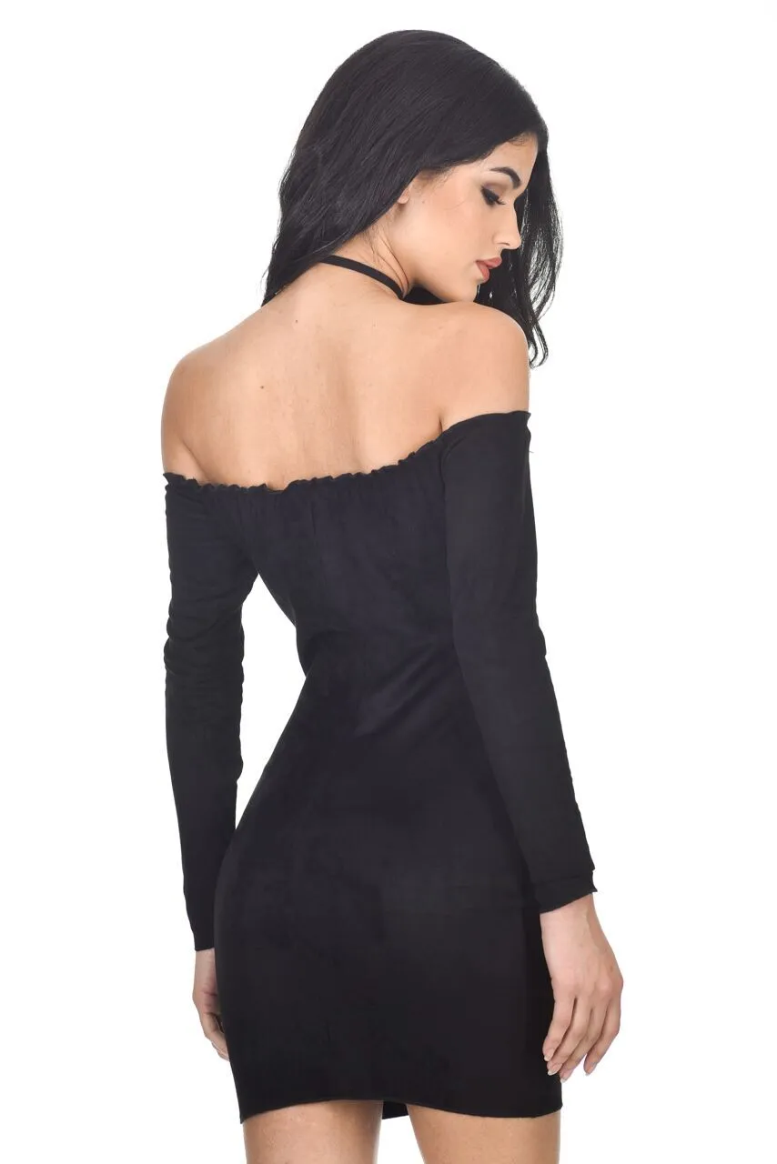 Black suede Bodycon dress