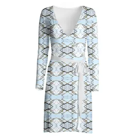 Blue Lichen Lace Wrap Dress