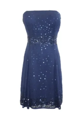 BLUE SEQUINED MINI DRESS