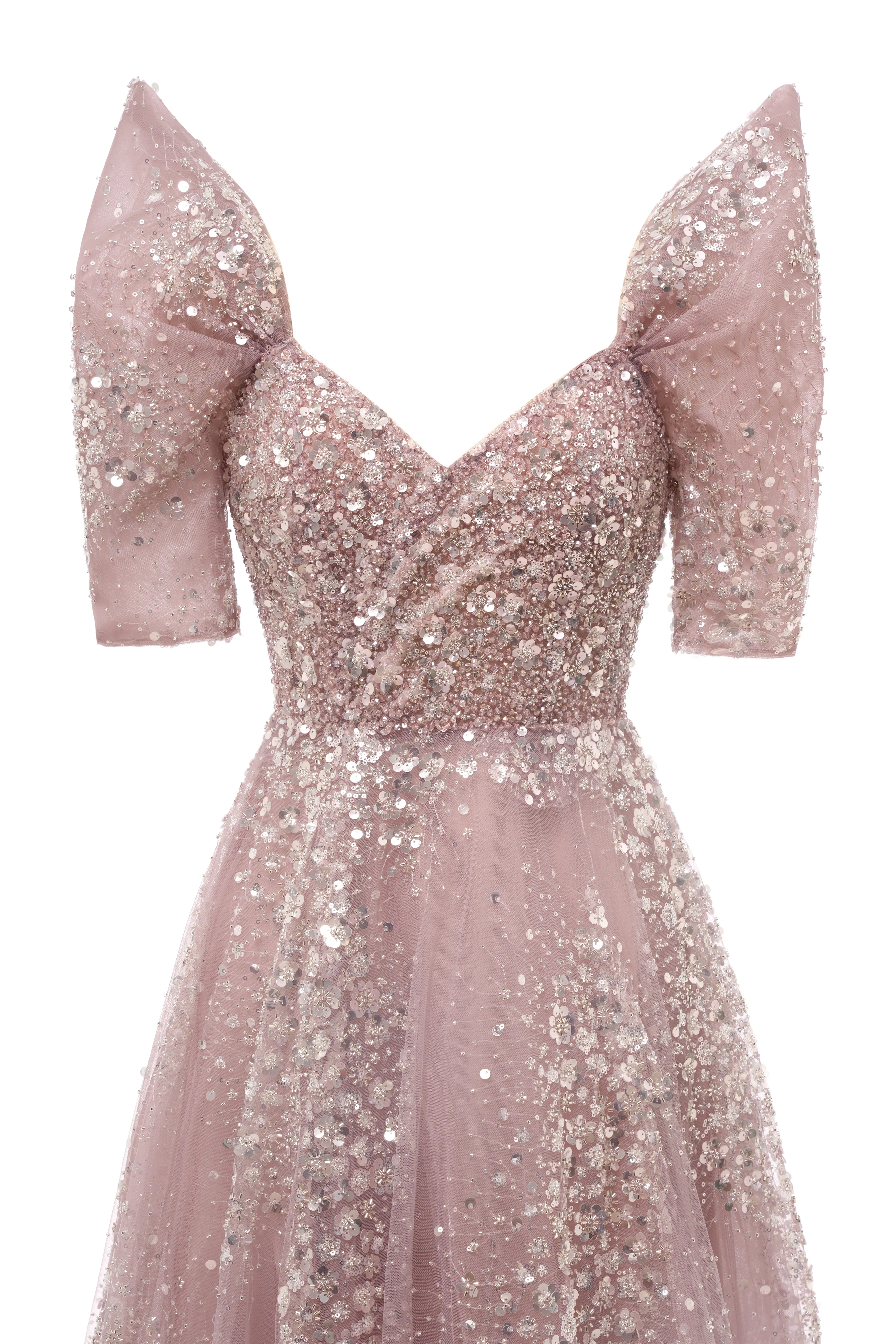 Blushing Pink Lace Crystal Sequin Long Prom Dresses Luxury Evening Gowns Vintage Party Dresses