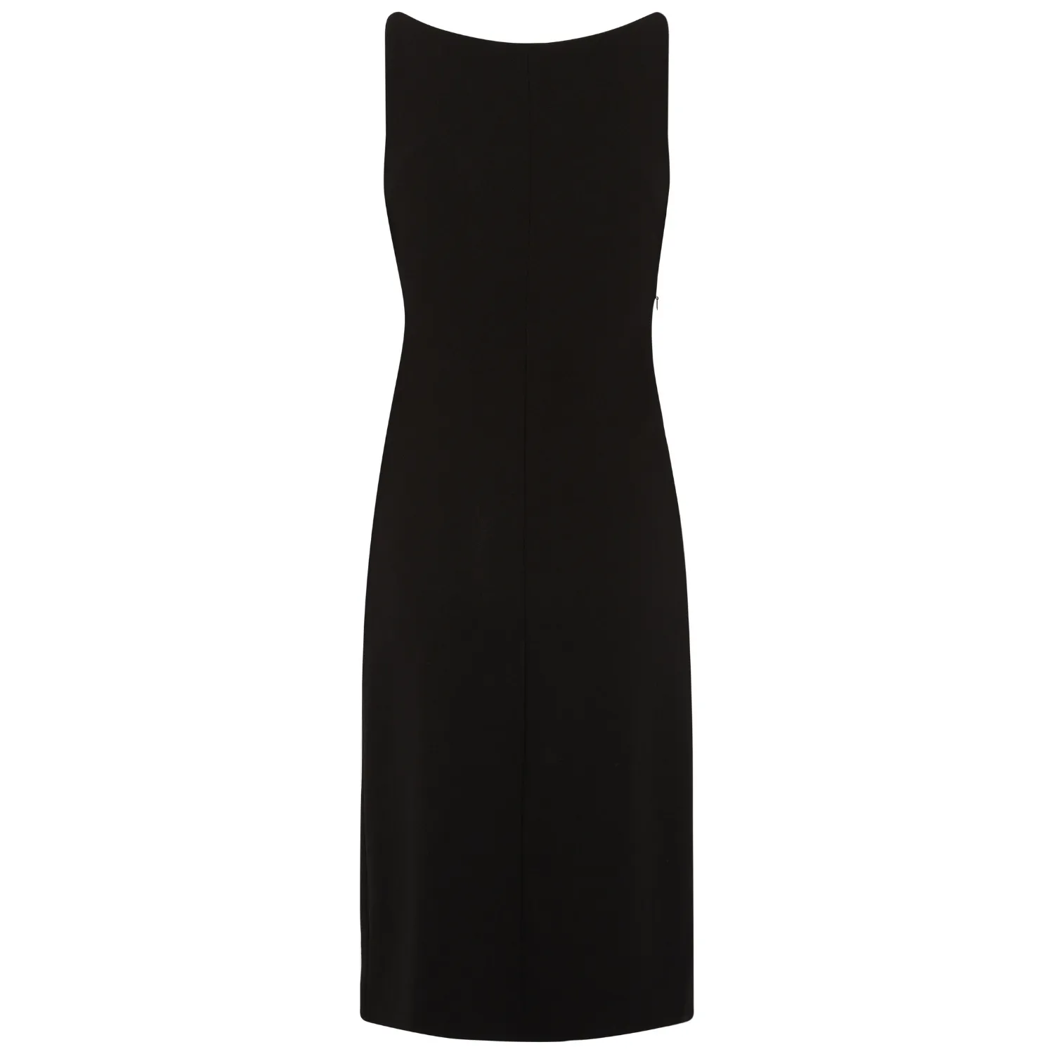 Boat Neck Sleeveless Bodycon Midi With Pleats - Black