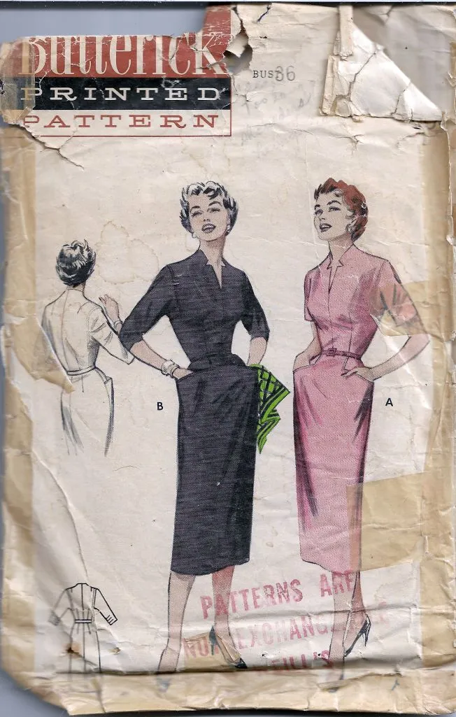 Butterick 6960 Slim Sheath Dress Vintage Sewing Pattern 1950s