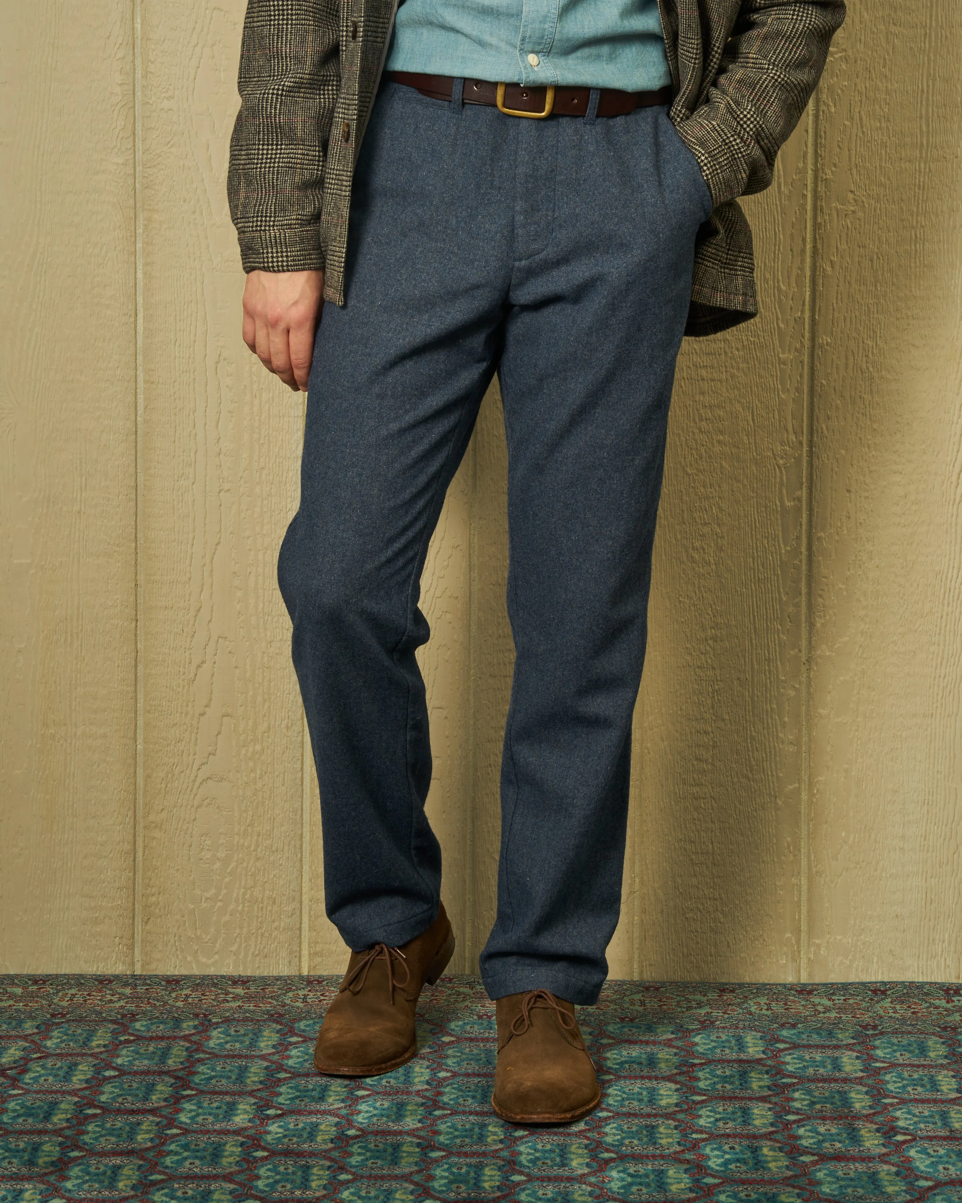 Camden Pant in Air Force Blue Washed Wool