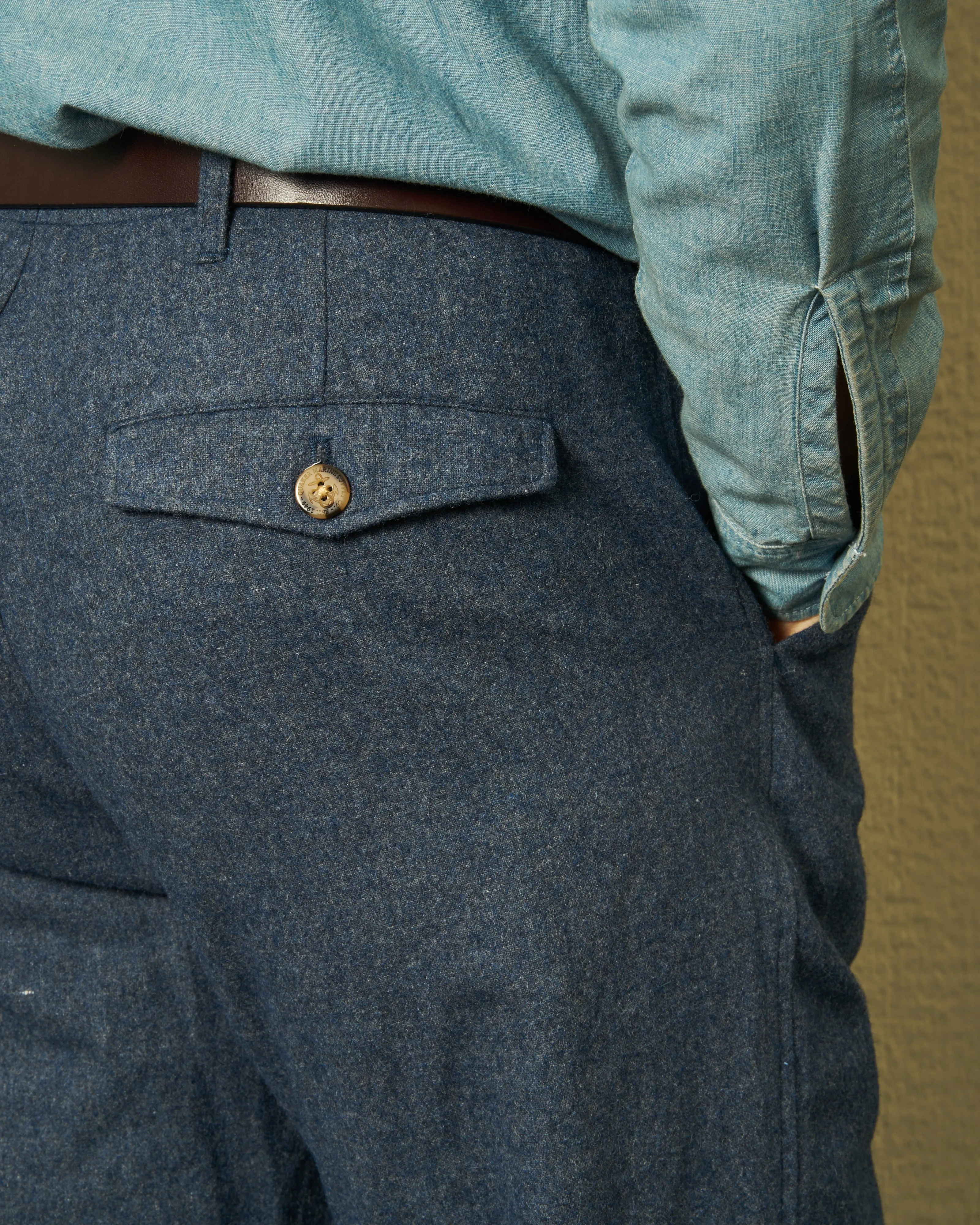 Camden Pant in Air Force Blue Washed Wool