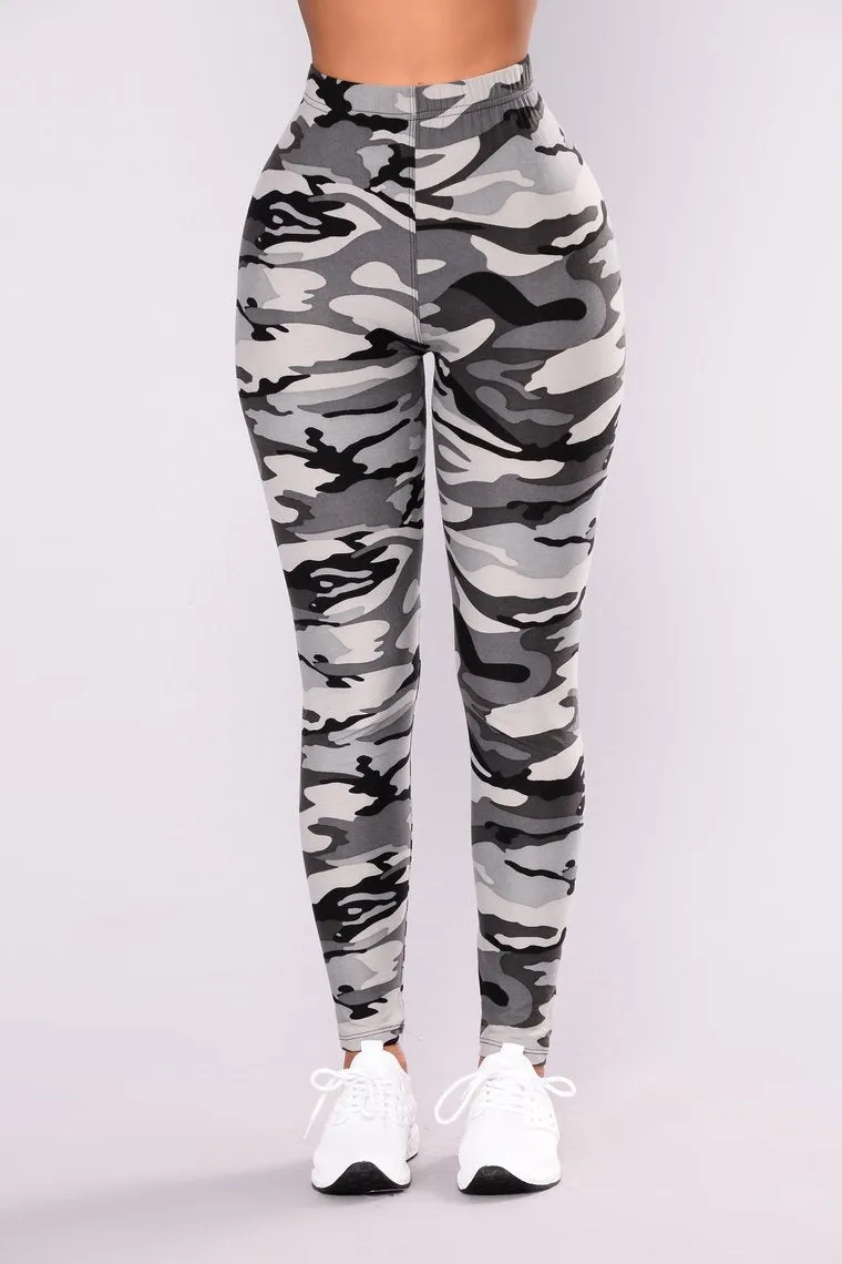 Camouflage Printed Grey Casual Legging Pants