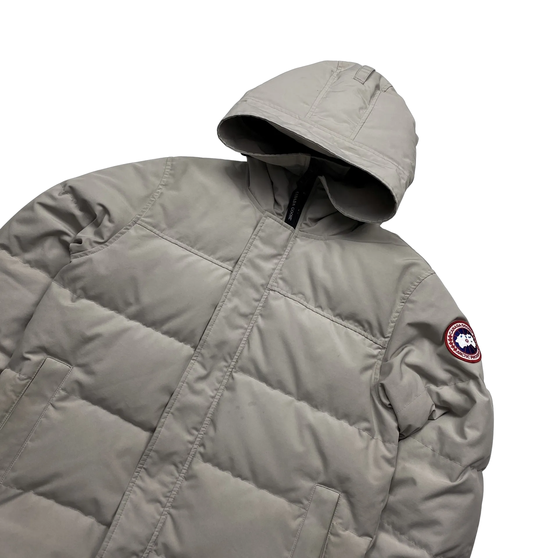 Canada Goose Macmilan Cream Limestone Hooded Puffer Jacket - Medium