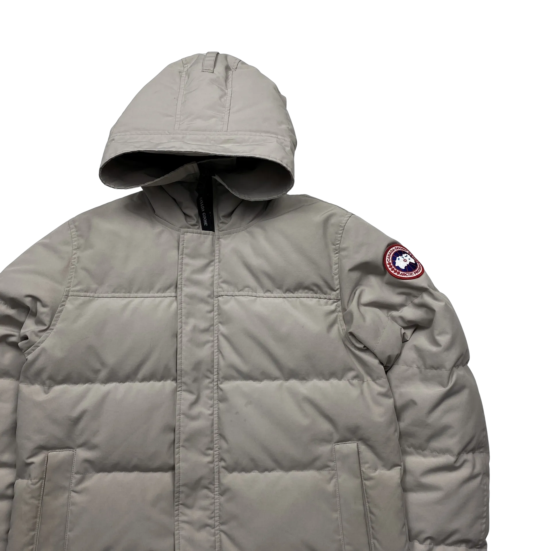 Canada Goose Macmilan Cream Limestone Hooded Puffer Jacket - Medium