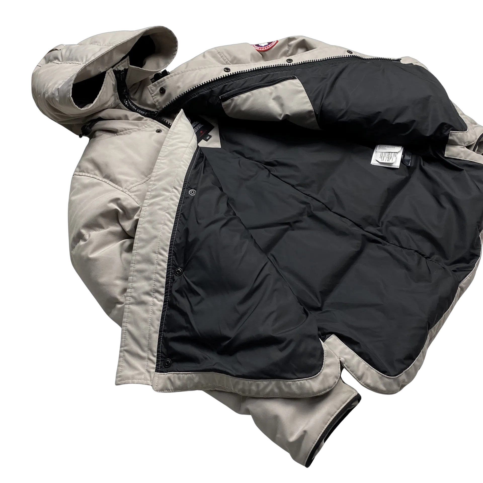 Canada Goose Macmilan Cream Limestone Hooded Puffer Jacket - Medium