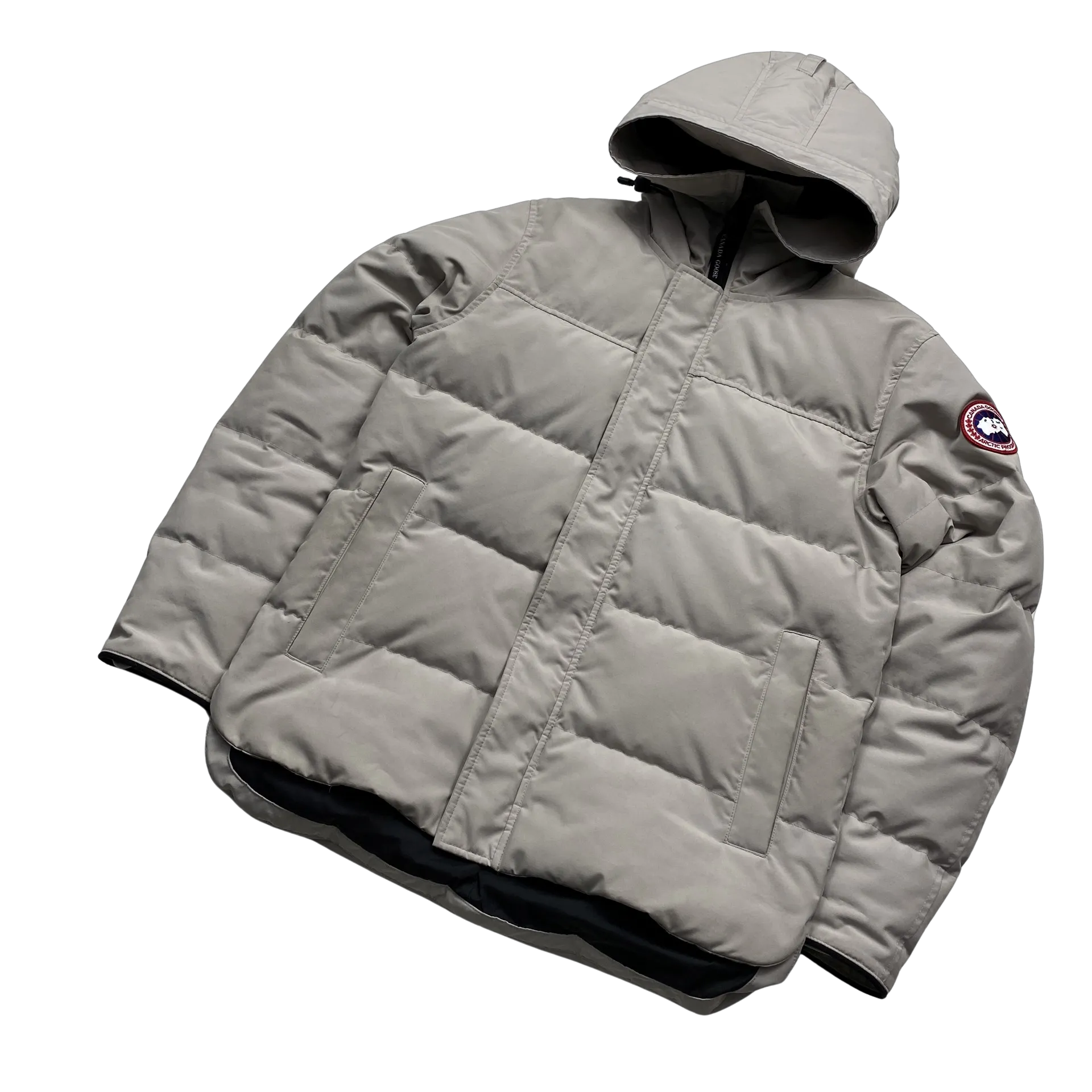 Canada Goose Macmilan Cream Limestone Hooded Puffer Jacket - Medium