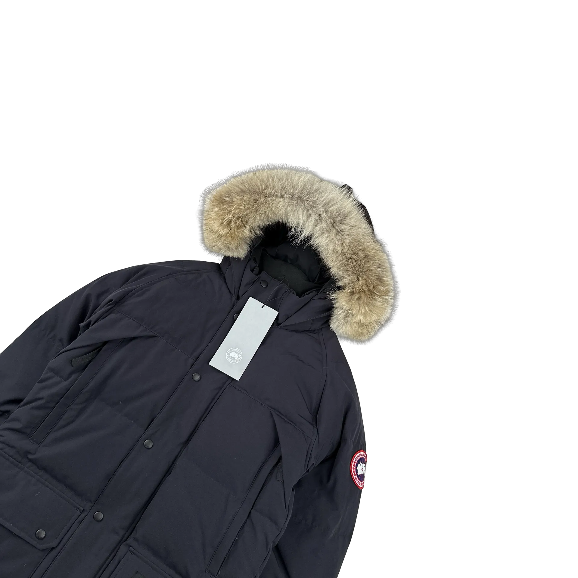 Canada Goose Navy Premium Down Emory Coyote Fur Parka Jacket - Small