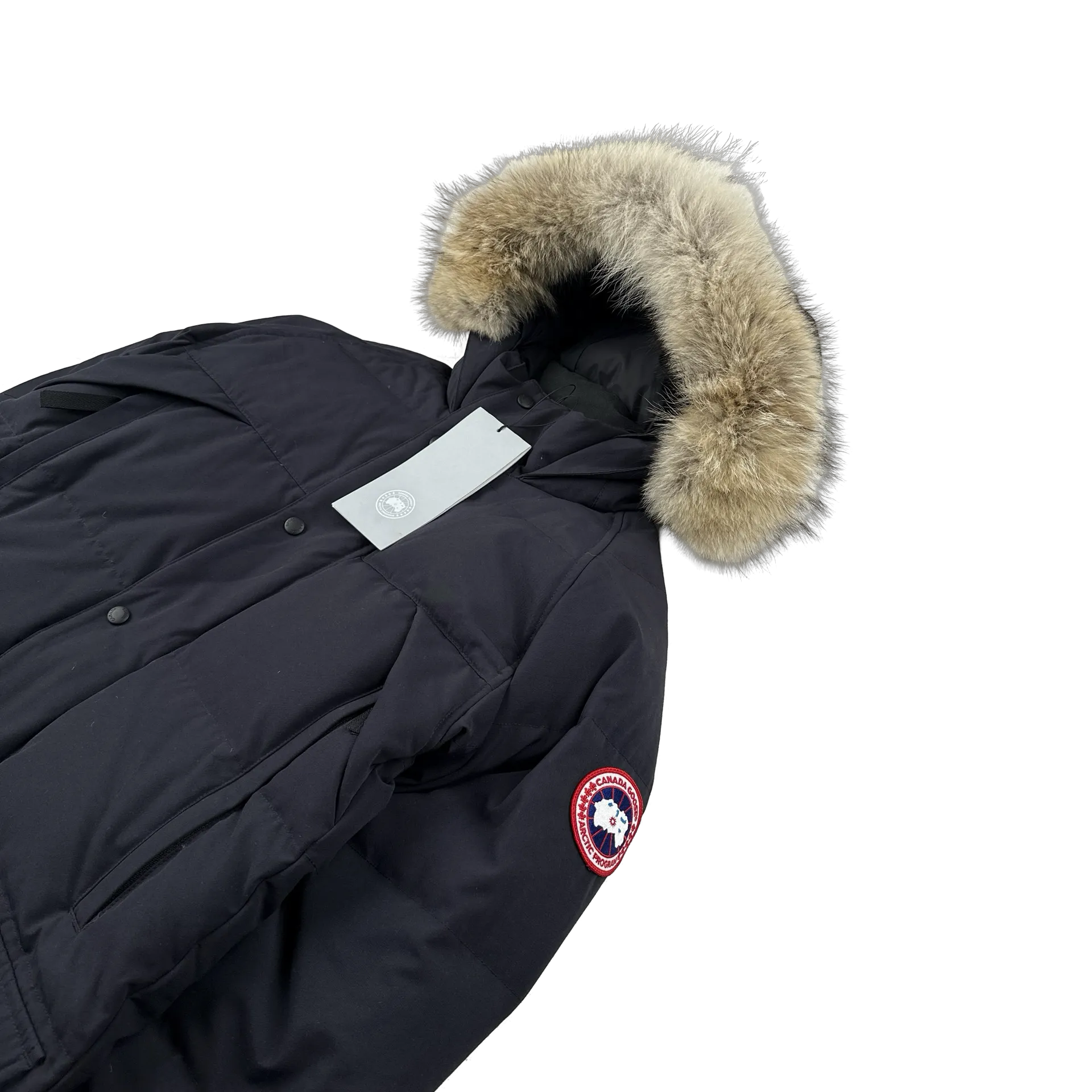 Canada Goose Navy Premium Down Emory Coyote Fur Parka Jacket - Small