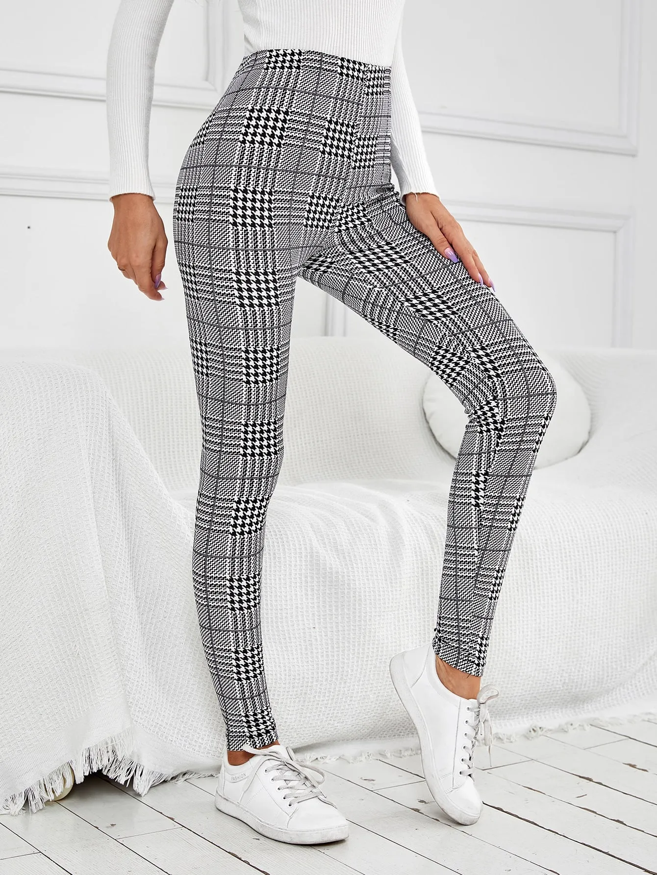 Casual Plaid Long Women Leggings