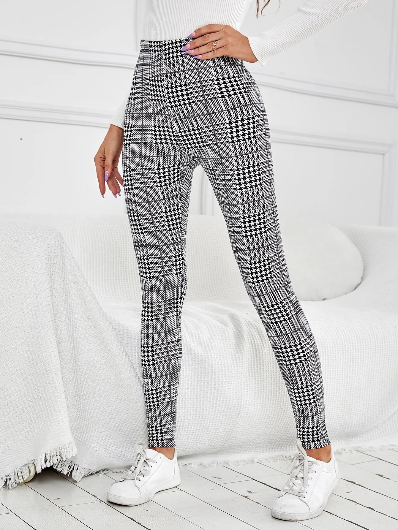 Casual Plaid Long Women Leggings