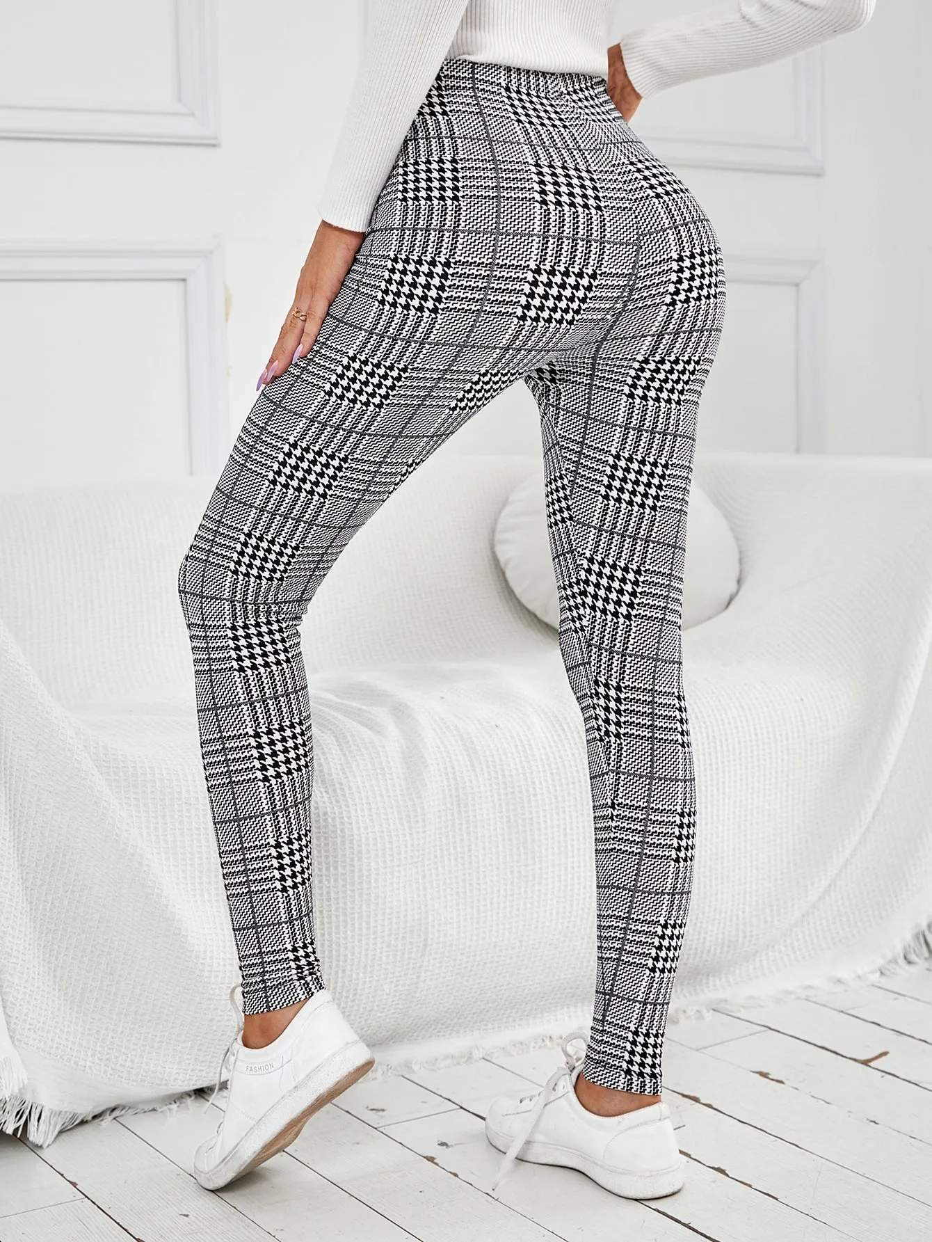 Casual Plaid Long Women Leggings