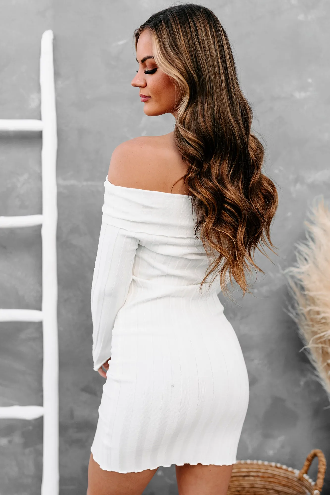 Chance Of A Lifetime Off The Shoulder Bodycon Dress (White)