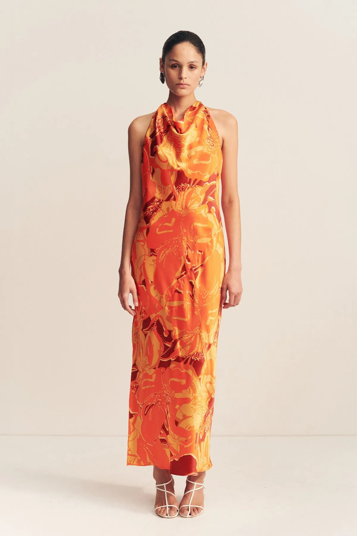 CHARA SILK TIE MAXI DRESS