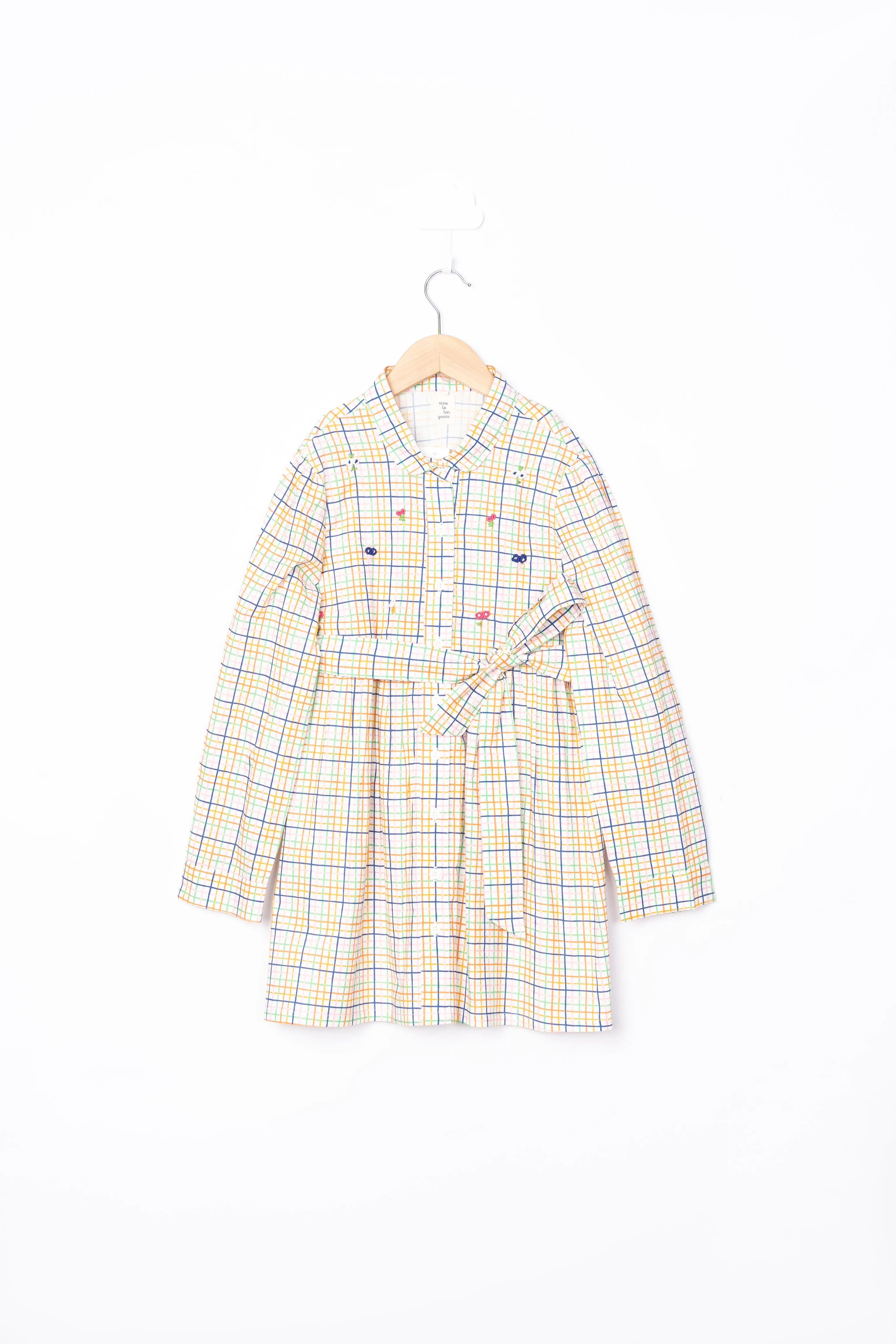 Checks and Embroidery Dress