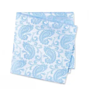 Classic Pastel Blue Paisley Silk Handkerchief