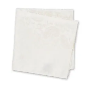 Classic White Paisley Silk Handkerchief