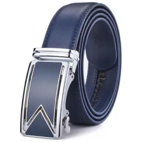 Classy Men Blue Leather Dress Belt