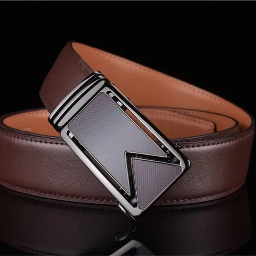 Classy Men Dark Brown Leather Dress Belt