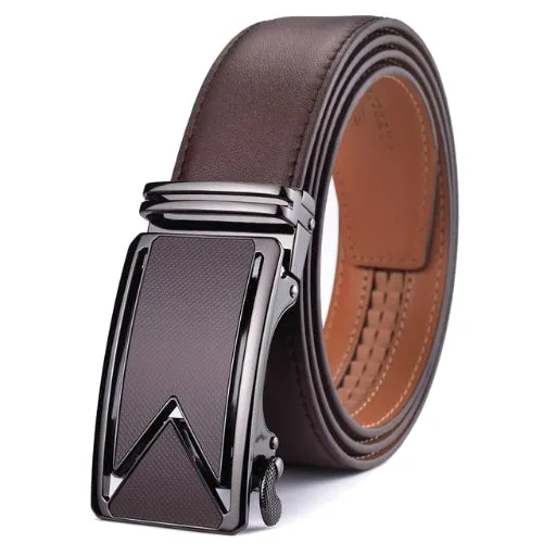 Classy Men Dark Brown Leather Dress Belt