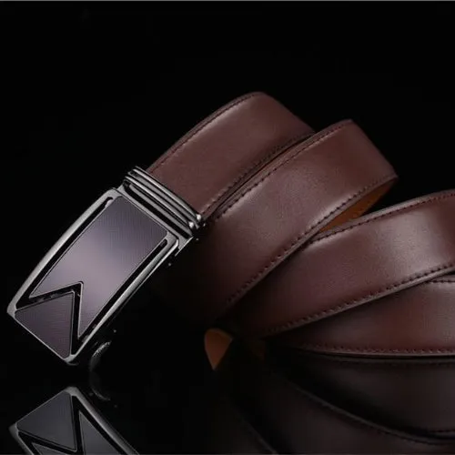 Classy Men Dark Brown Leather Dress Belt