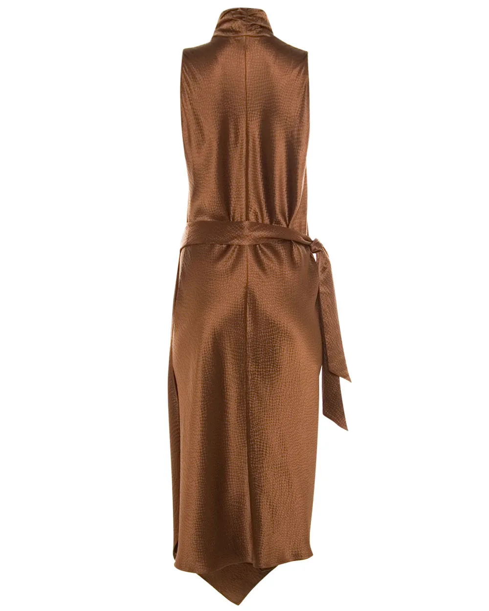 Clove Satin Victor Wrap Midi Dress