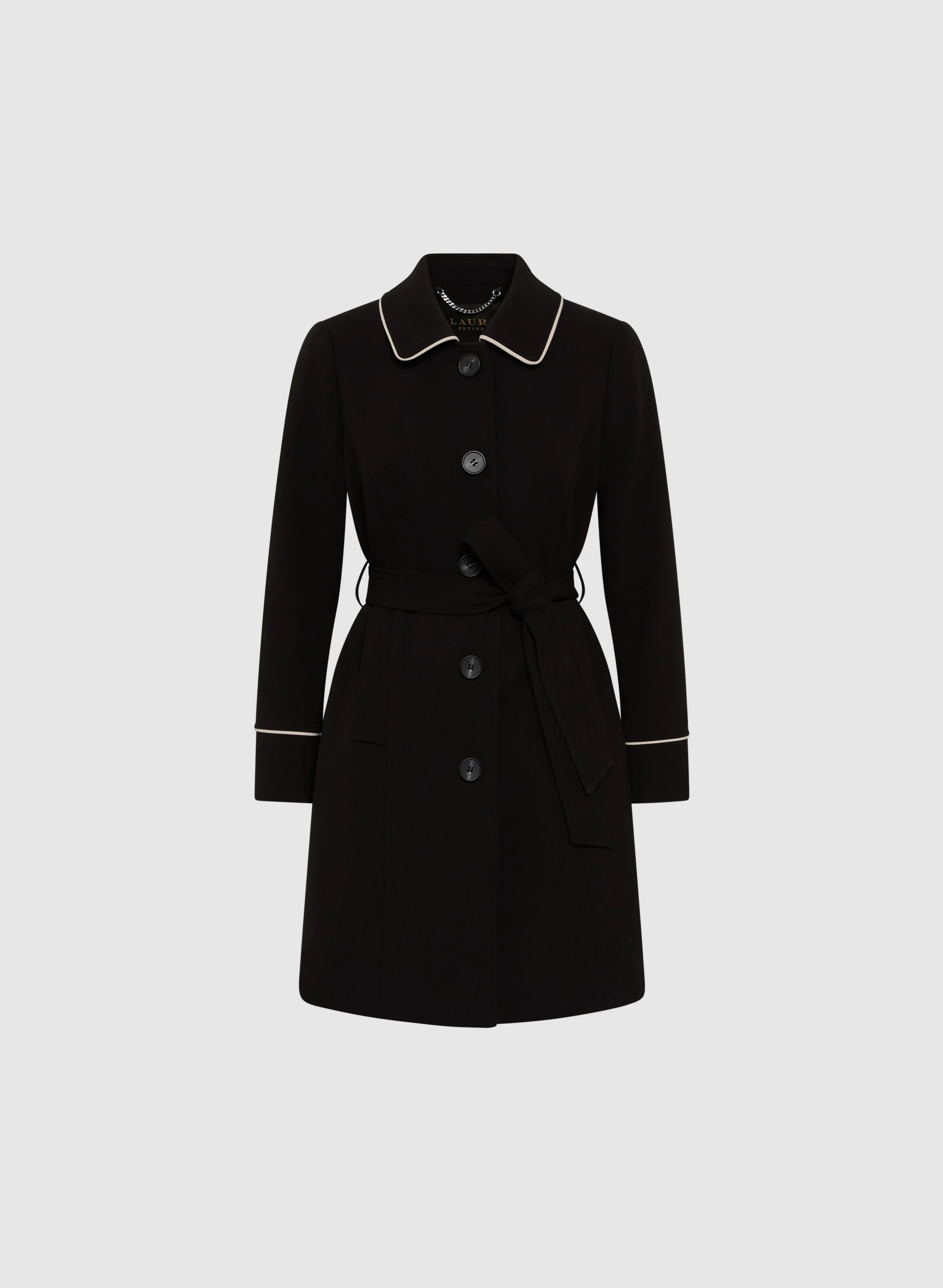 Contrasting Trim Tricotine Coat