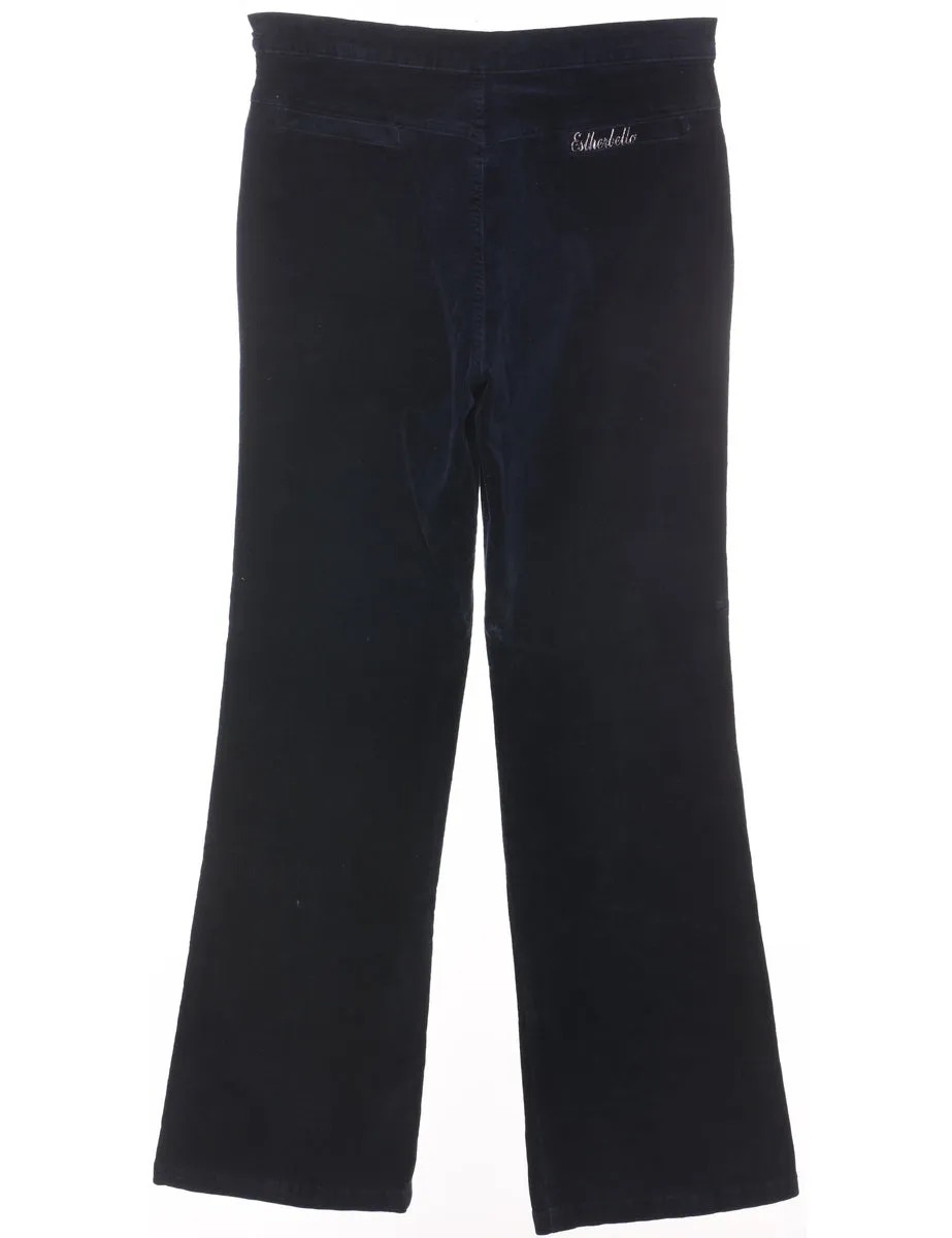 Corduroy Fabric Navy Flared Trousers - W30 L30