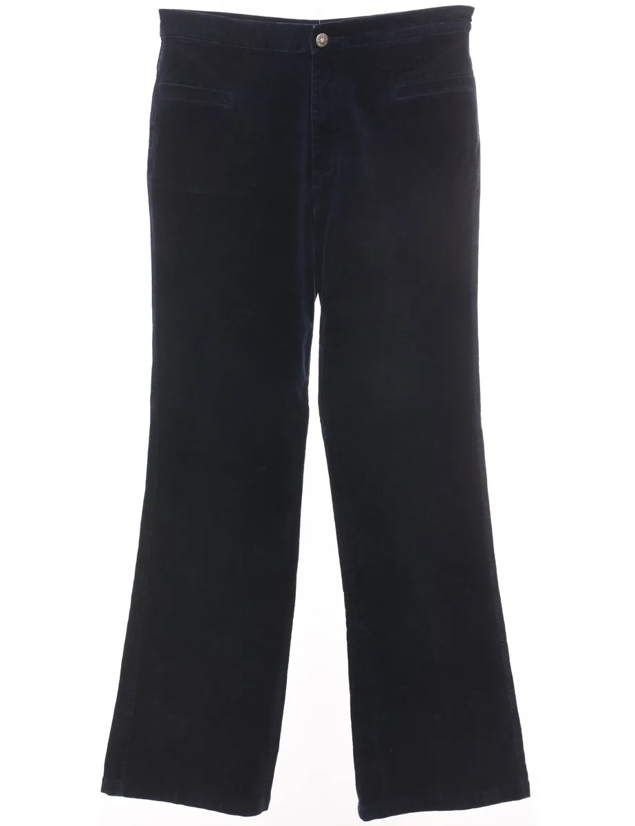 Corduroy Fabric Navy Flared Trousers - W30 L30