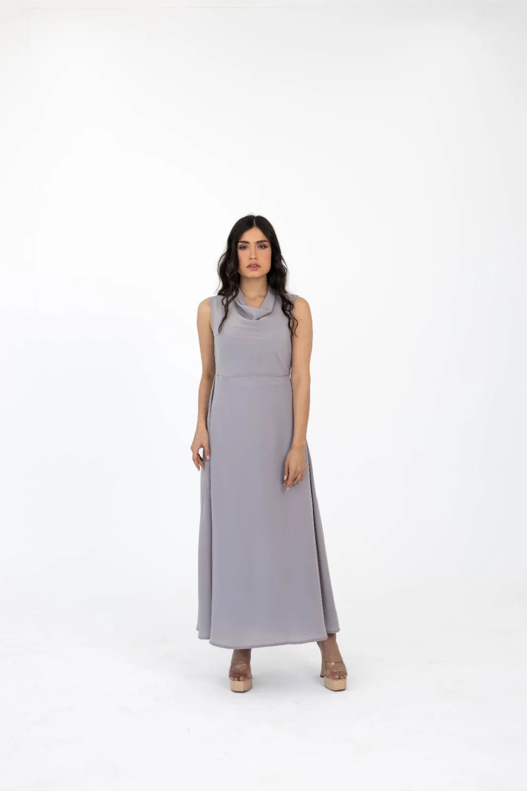 Cowl Neck Silk Dress