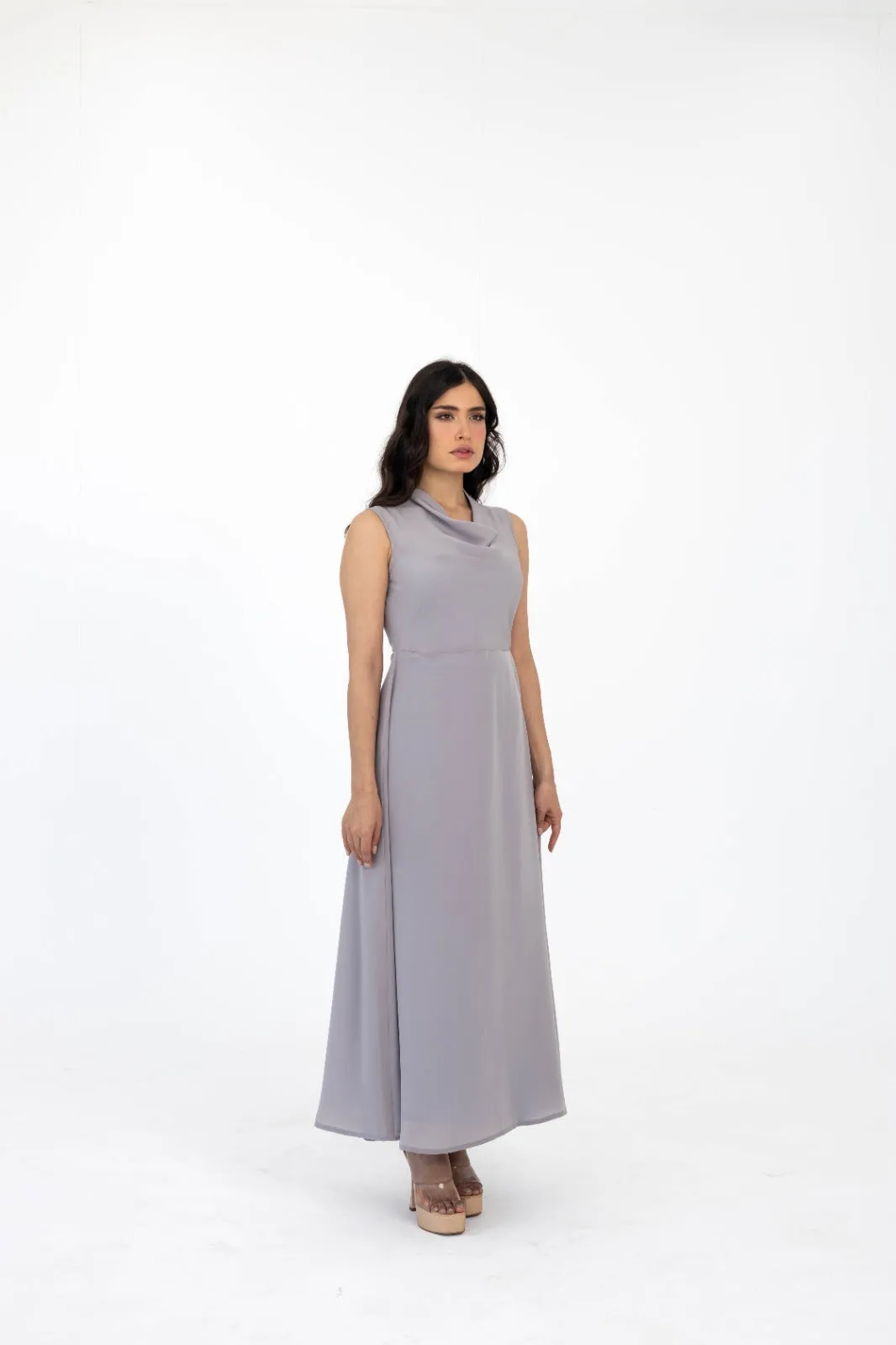 Cowl Neck Silk Dress