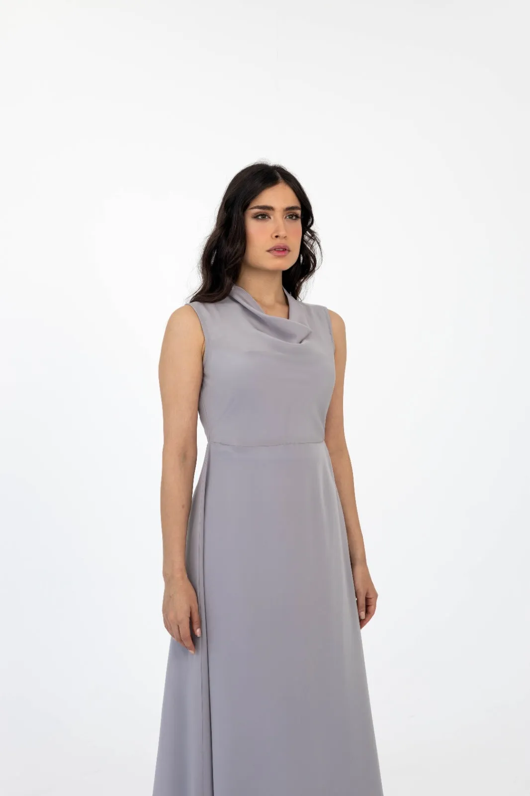 Cowl Neck Silk Dress