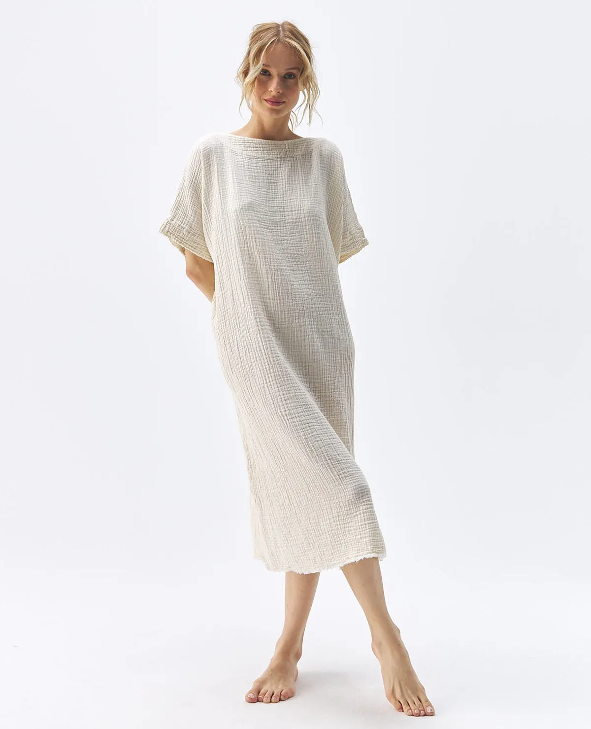 Crinkle Kaftan Cream