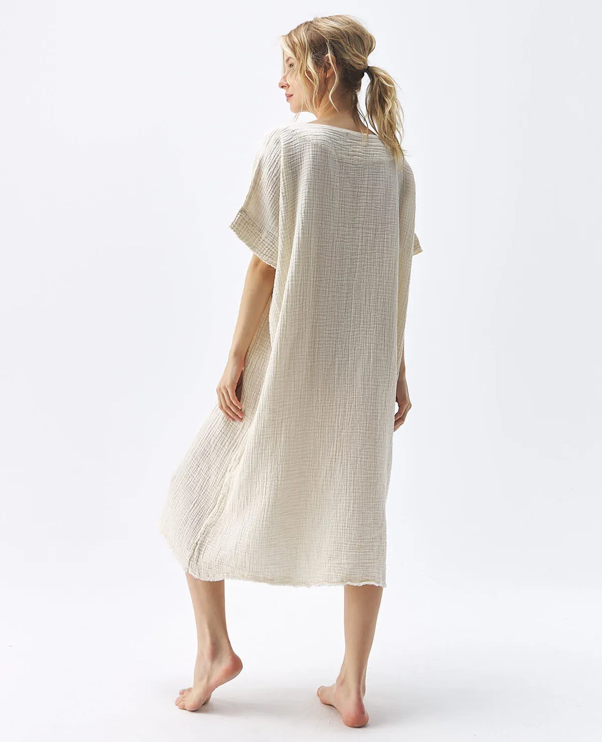 Crinkle Kaftan Cream