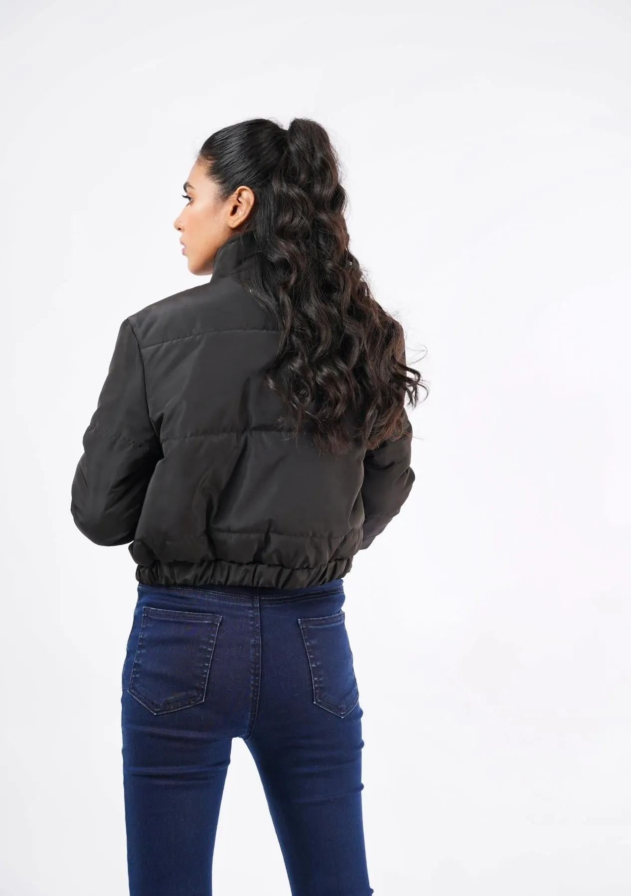 Cropped Puffer Jacket - black