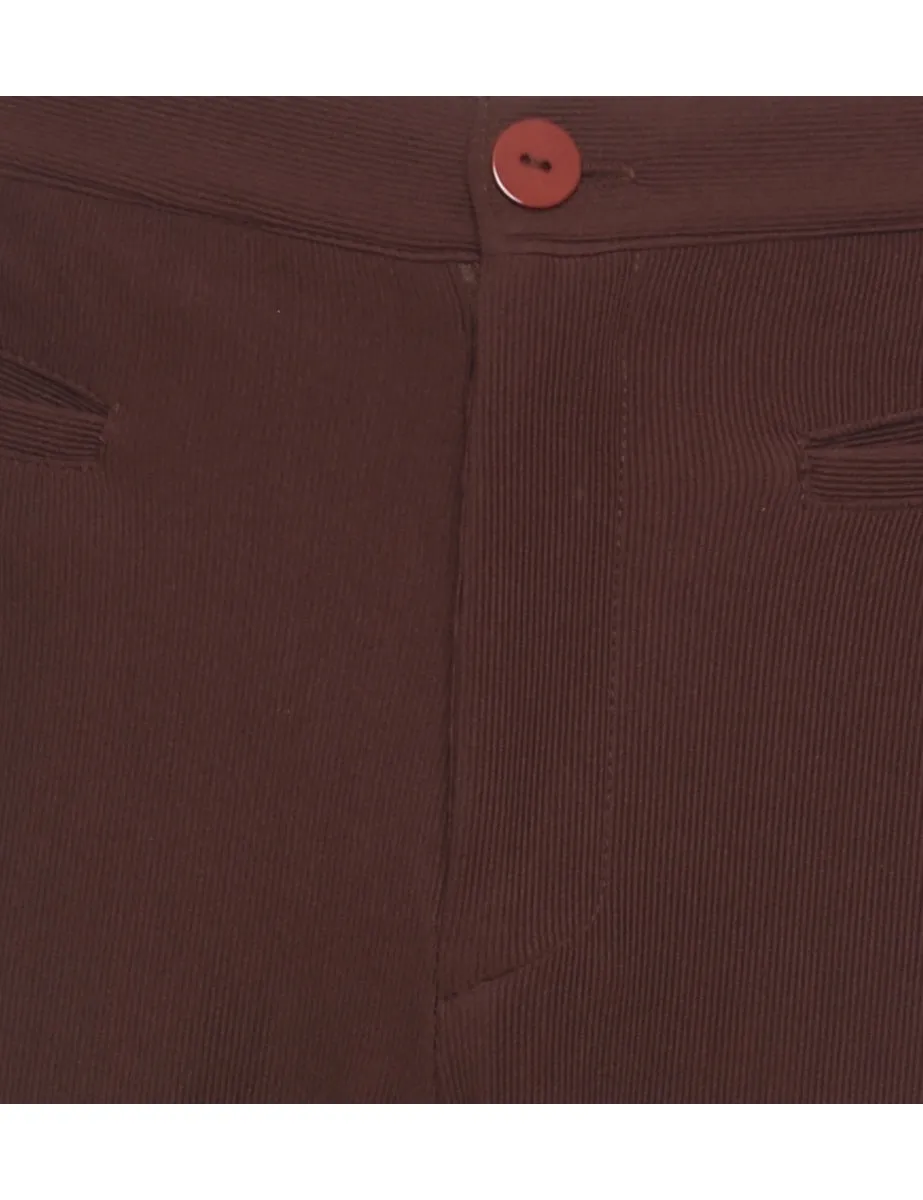 Dark Brown Flared 1990s Trousers - W31 L30