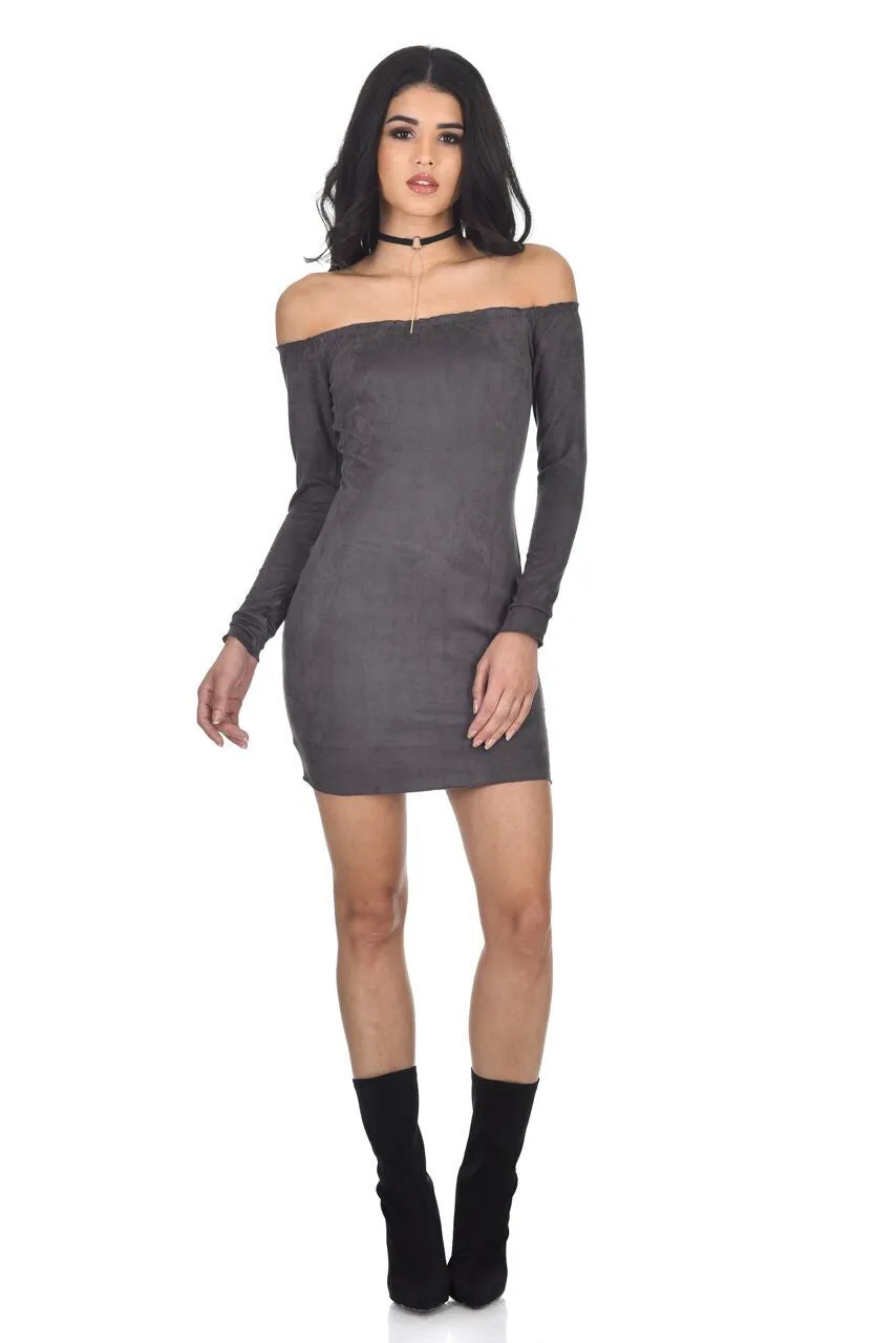 Dark Grey suede Bodycon dress