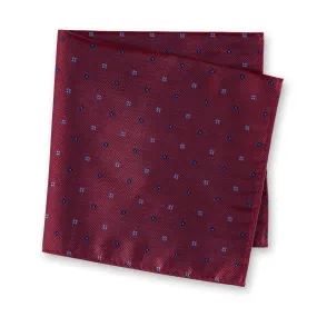 Dark Red & Navy Flower Spot Silk Handkerchief