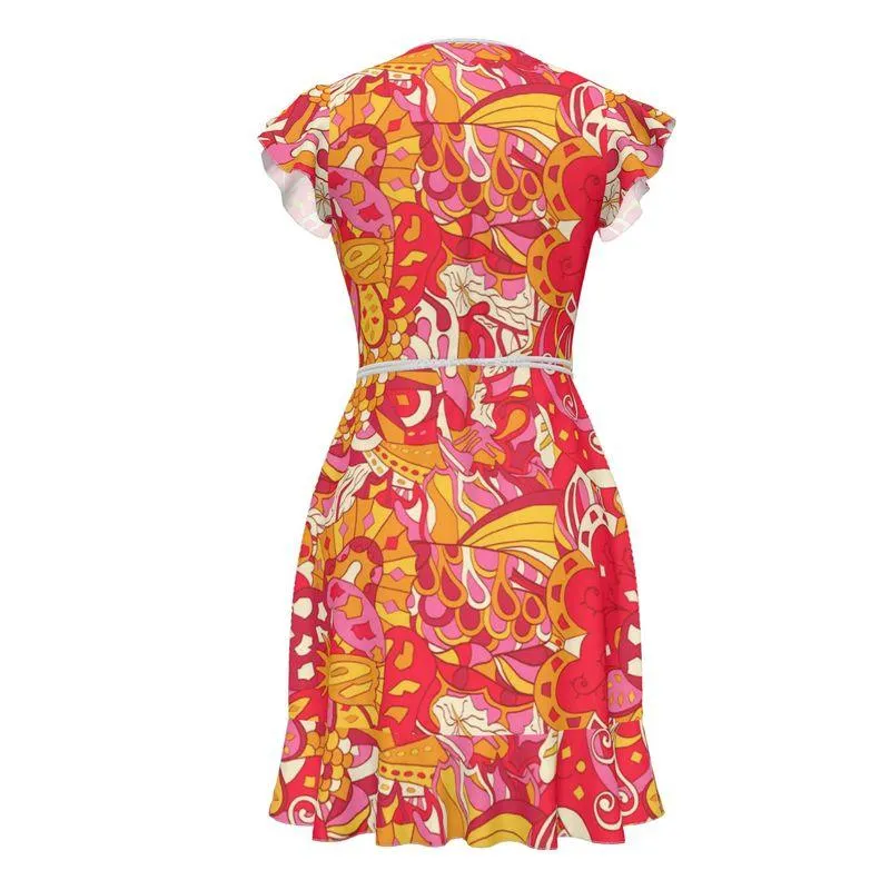 Decora Flounce Wrap Dress