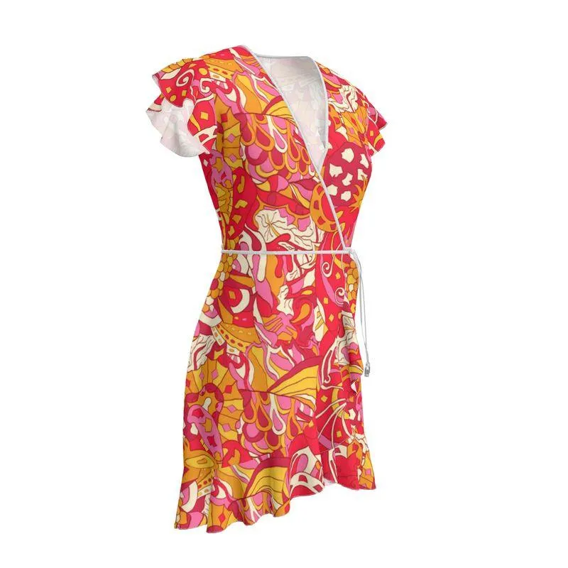 Decora Flounce Wrap Dress