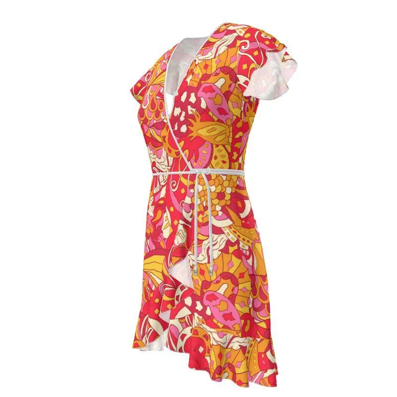 Decora Flounce Wrap Dress