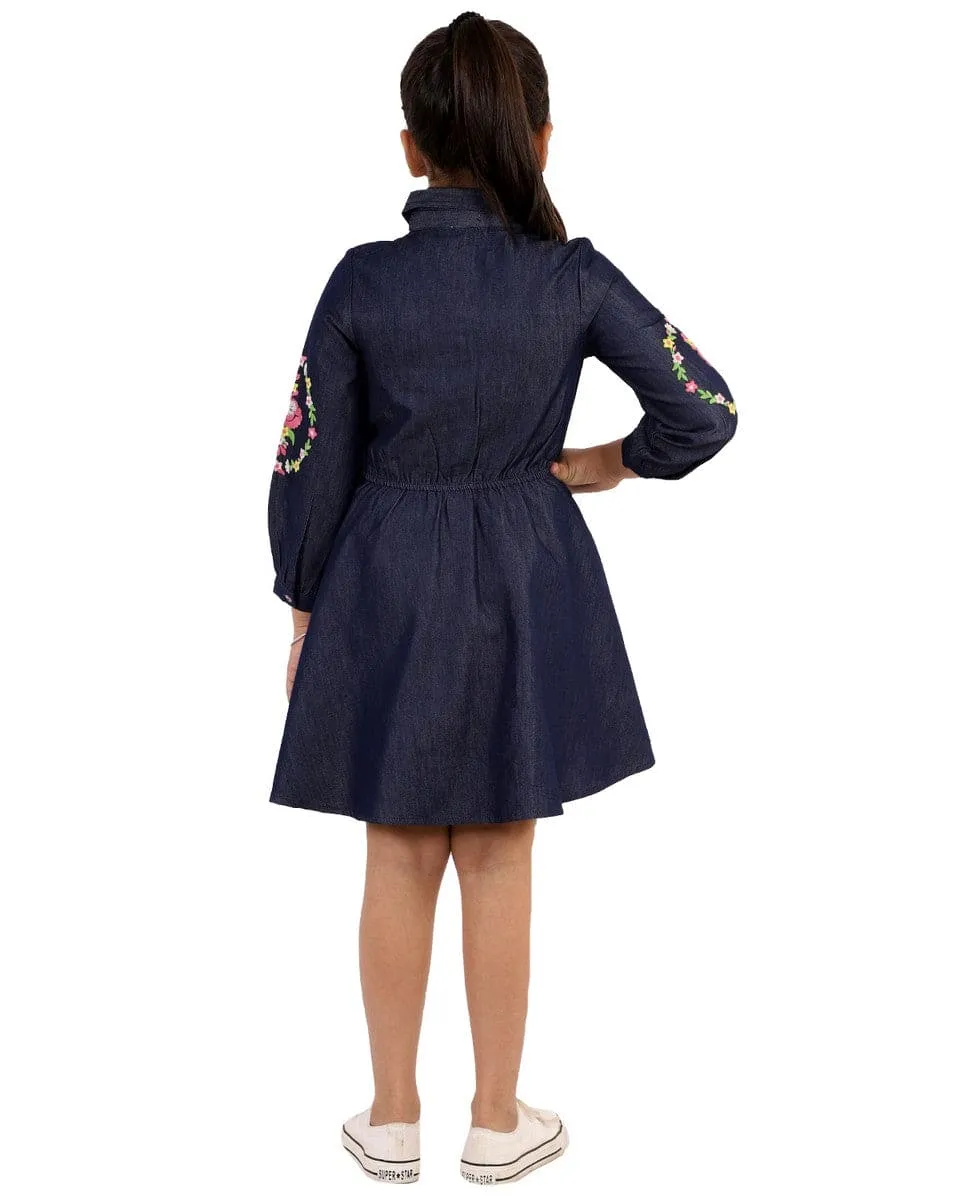 Denim Embroidered Dress