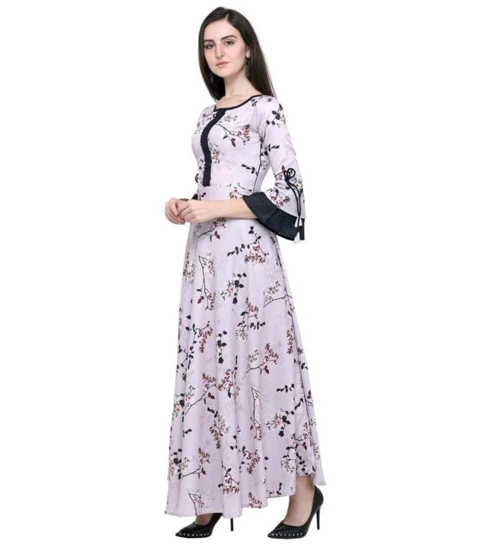 Designer Mart Black Rayon Maxi Gown Kurti